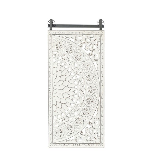 Set of 2 Decorative Carved Floral-Patterned MDF Wall Panel