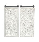 Set of 2 Decorative Carved Floral-Patterned MDF Wall Panel