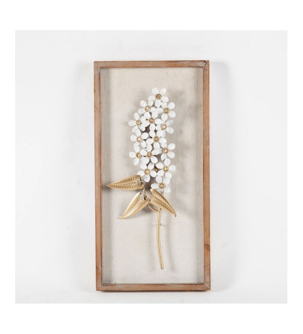 2 piece White and Gold Flower Bouquet Wall Plaque