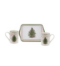 Christmas Tree Polka Dot Mug and Tray Set, 3 Pieces