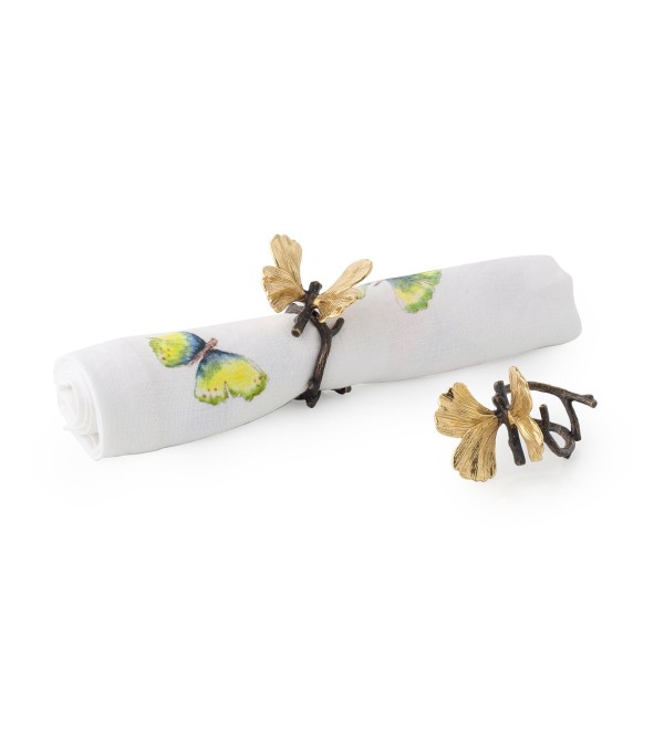 Butterfly Ginkgo Napkin Ring Set, Set of 4