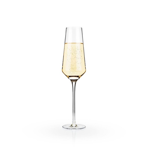 Angled Crystal Champagne Flutes, Set of 2, 8 Oz