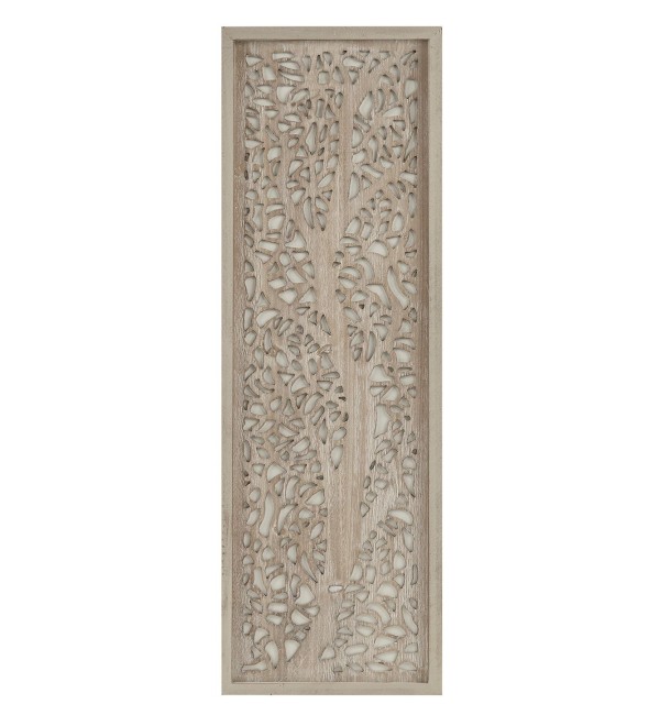 Laurel Branches Carved Wood Panel Wall Decor