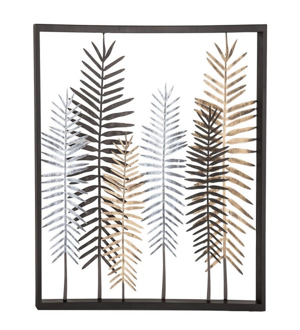 Modern Iron Framed Leaves Wall Decor