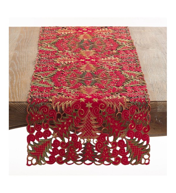 Collection Holiday Christmas Tree Cutwork Table Runner