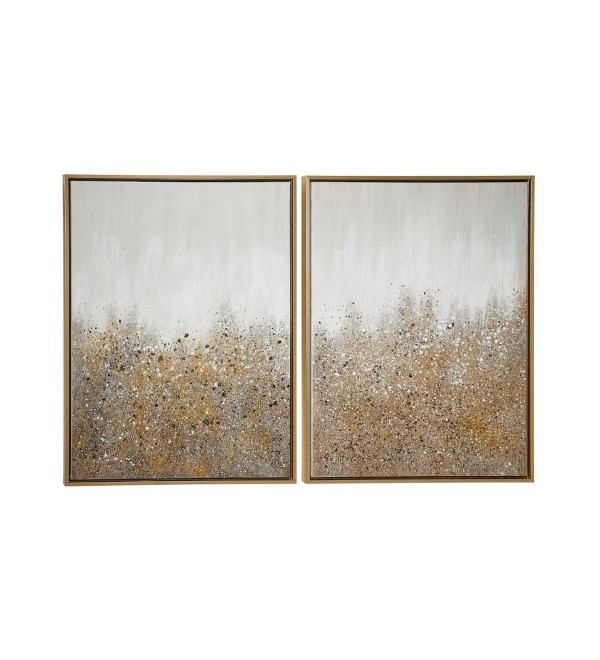 Multimedia and Abstract Art Paintings with Glitter, Set of 2