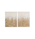 Golden Glimmer Hand Brush Embellished Canvas, Set of 2