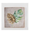 2 piece Wood and Metal Tropical Leaf Wall Plaque